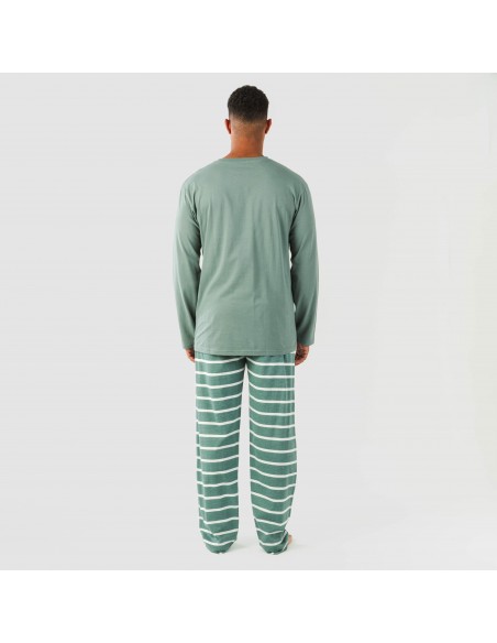 Pijama largo algodón hombre Raya Sailor verde francés
