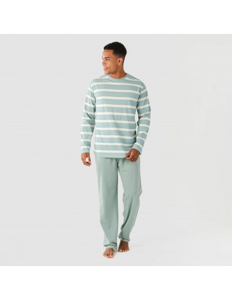 Pijama largo algodón hombre Raya Arellano verde agua