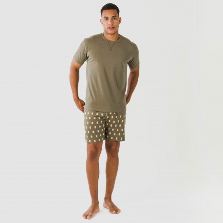 Pijama corto algodón hombre Taleb verde
