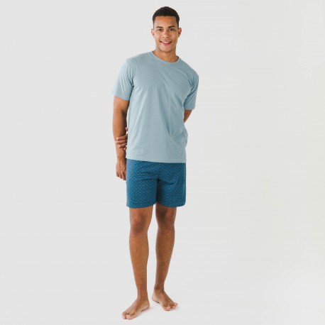 Pijama corto algodón hombre Hamza azul