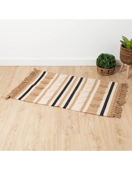 Alfombra algodón Parparela arena - negro