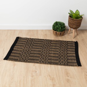 Alfombra algodón jute Rafia arena negro