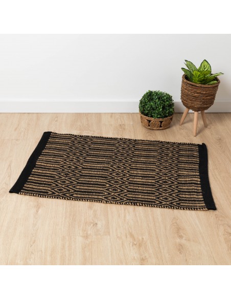 Alfombra algodón jute Rafia arena negro