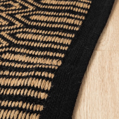 Alfombra algodón jute Rafia arena negro