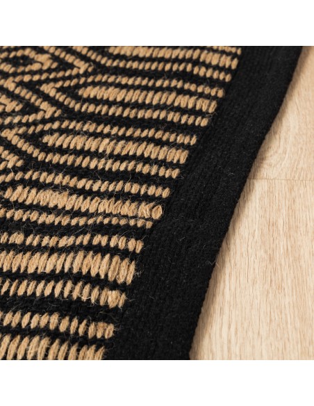 Alfombra algodón jute Rafia arena negro