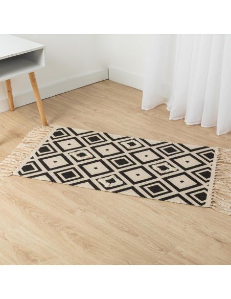 Alfombra algodón Rosetto beige - negro