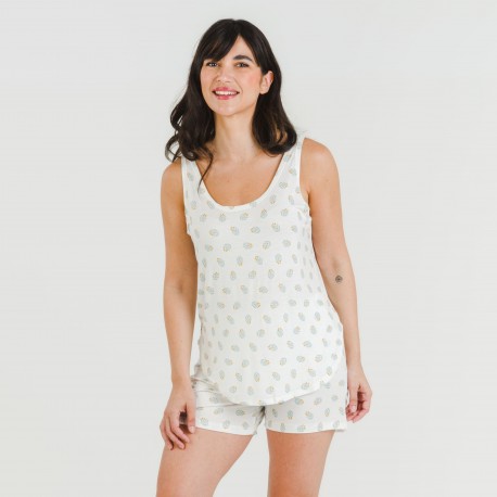 Pijama tirantes mujer viscosa Spring verde tiffany