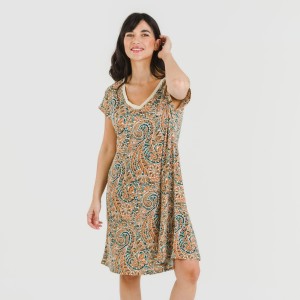 Vestido corto manga fluida crepe Estels