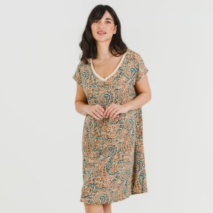 Vestido corto manga fluida crepe Estels 2