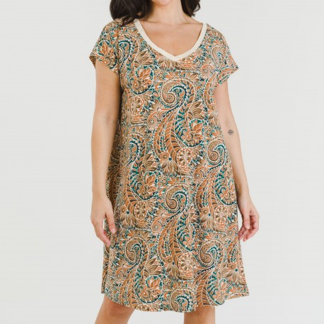 Vestido corto manga fluida crepe Estels