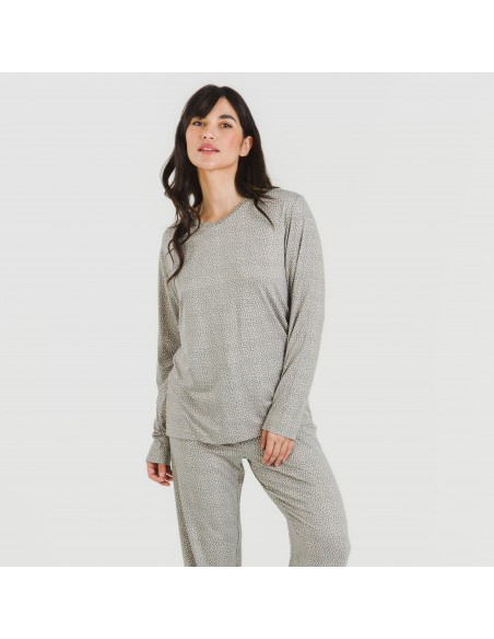 Pijama largo mujer soft Lolenda gris marengo