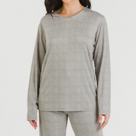 Pijama largo mujer soft Lolenda gris marengo