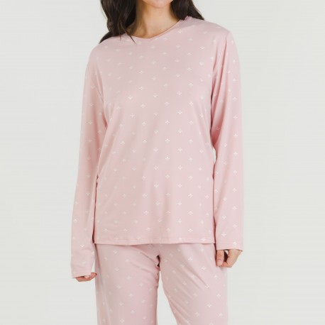 Pijama largo mujer soft Embera rosa palo