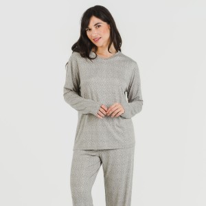 Pijama largo mujer soft Lolenda gris marengo 2