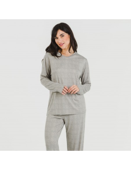 Pijama largo mujer soft Lolenda gris marengo