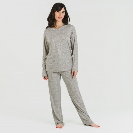 Pijama largo mujer soft Lolenda gris marengo