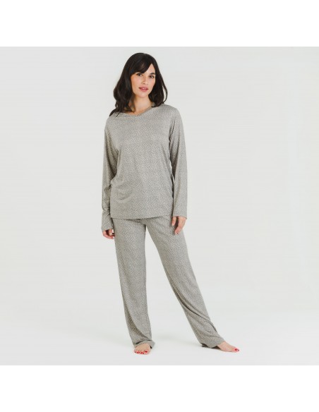 Pijama largo mujer soft Lolenda gris marengo