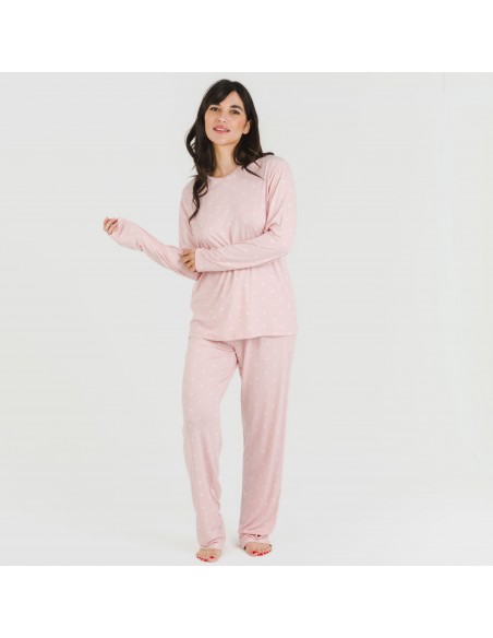 Pijama largo mujer soft Embera rosa palo