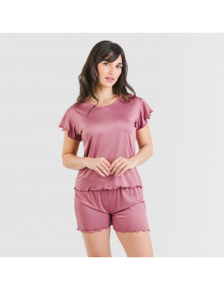 Pijama manga corta mujer soft liso