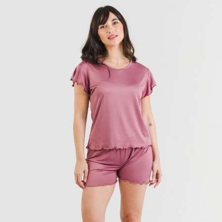 Pijama manga corta mujer soft liso