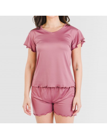 Pijama manga corta mujer soft liso