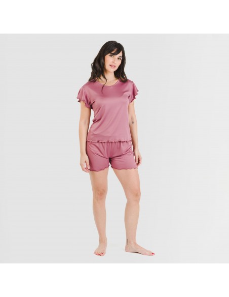 Pijama manga corta mujer soft liso
