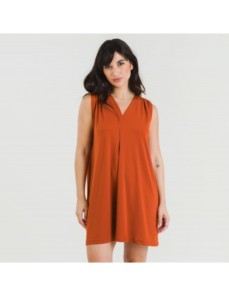 Vestido corto crepe liso