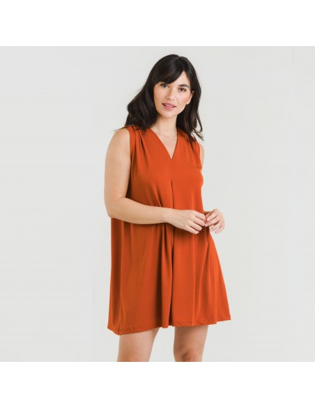 Vestido corto crepe liso