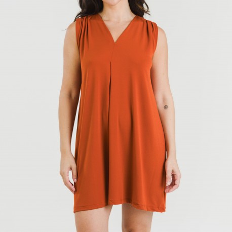 Vestido corto crepe liso