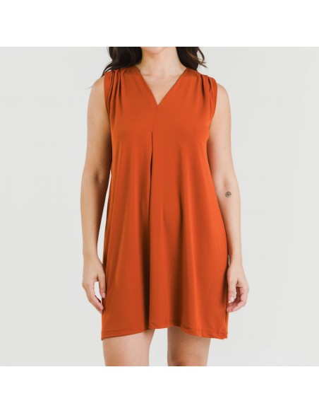 Vestido corto crepe liso