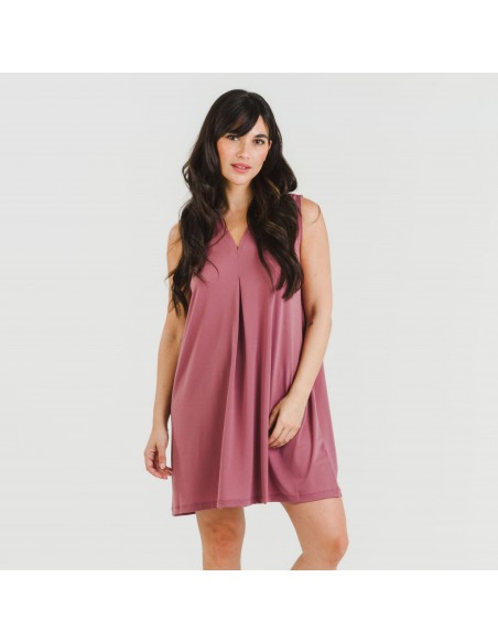 Vestido corto crepe liso