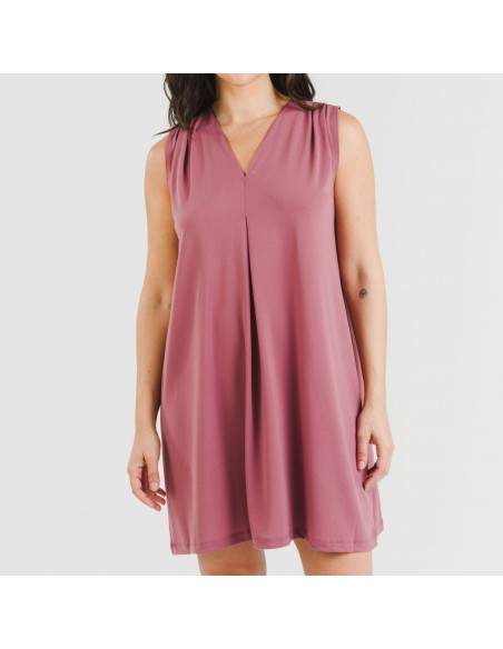 Vestido corto crepe liso