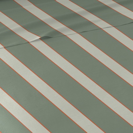 Juego de sábanas algodón Raya Marita verde seco