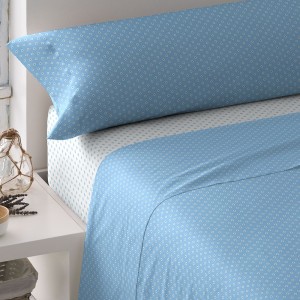 Juego de sábanas algodón Verso reversible indigo