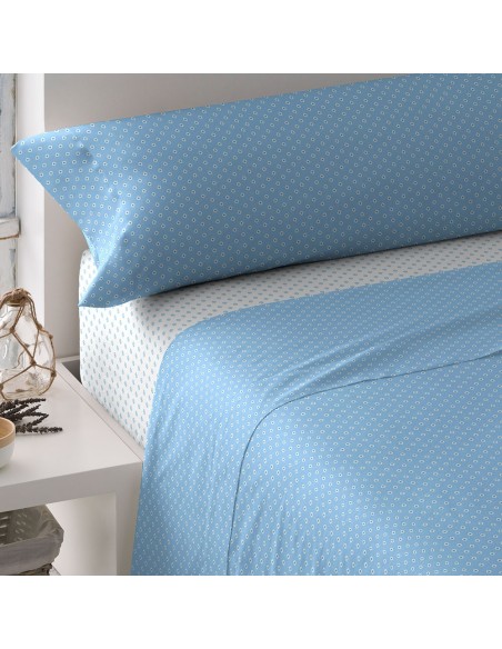 Juego de sábanas algodón Verso reversible indigo