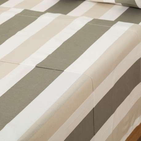 Juego de sábanas algodón Raya Calcuta verde seco