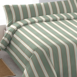 Funda nórdica algodón Raya Marita verde cacería