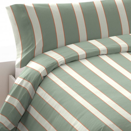 Funda nórdica algodón Raya Marita verde seco