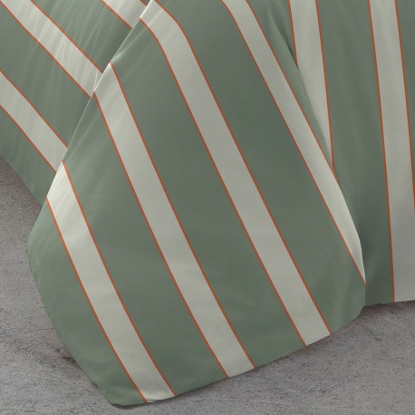 Funda nórdica algodón Raya Marita verde seco