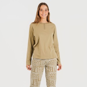 Pijama largo algodón Vinuesa arena 2