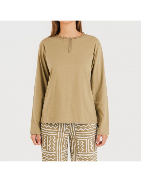 Pijama largo algodón Vinuesa arena