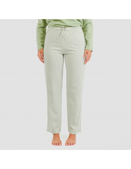 Pijama largo algodón Michelle verde caceria