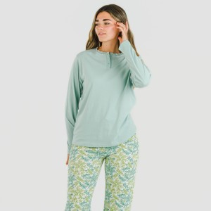Pijama largo algodón Zafra verde azulado 2