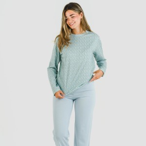 Pijama largo algodón Cris celeste