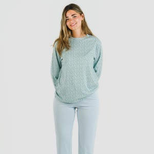 Pijama largo algodón Cris celeste 2