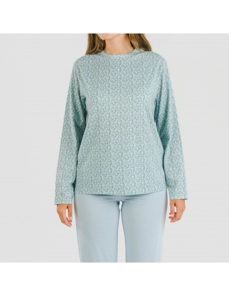 Pijama largo algodón Cris celeste