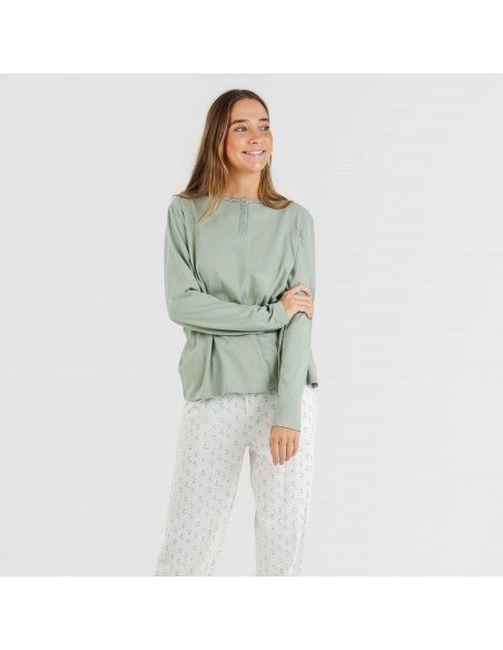 Pijama largo algodón Varga verde