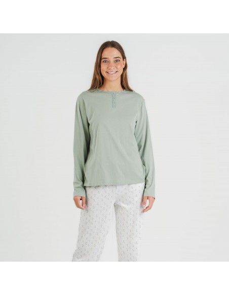 Pijama largo algodón Varga verde