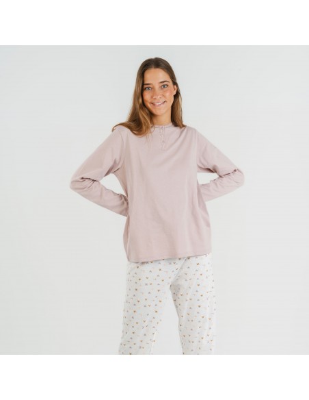 Pijama largo algodón Isita malva