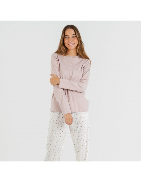 Pijama largo algodón Isita malva